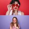 4E's Novelty 2 Pack Heart Shaped Sunglasses for Women – Trendy Pink & Red Frames for Valentines, Mardi Gras, Parties, Cute Fashion Accessory for Women, Men & Teens